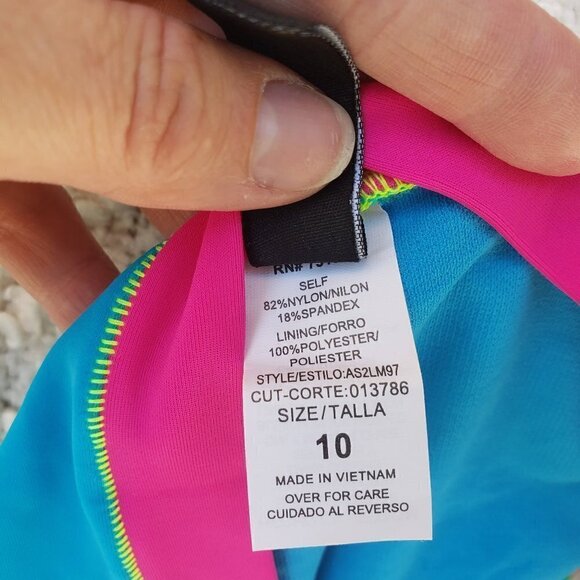 NWT ABS Allen Schwartz Neon Blue Green Pink Hipster Bikini Bottoms - Picture 7 of 9